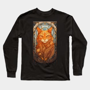 Golden Art Nouveau Cat Long Sleeve T-Shirt